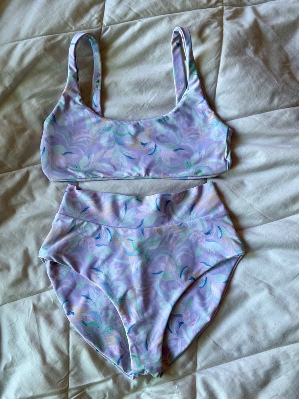 Skatie Pastel Bikini Set Scarlet high waist bottom both Size S